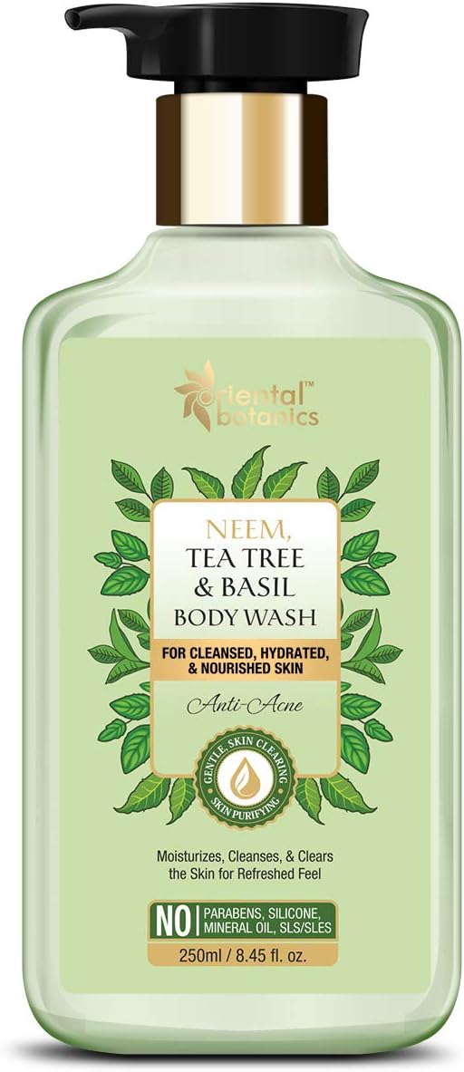 St.Botanica Oriental Botanics Neem, Tea Tree and Basil Anti Acne Body Wash - No Parabens and Sulphates, Cruelty Free and Vegan (250 ml)