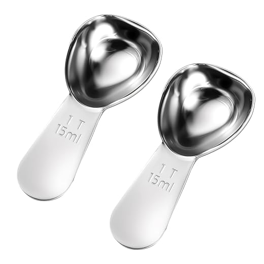 2 Pack Coffee Measuring Spoon, 15ml Stainless Steel Coffee Scoop, 1 Tablespoon Measuring Spoon for Ground Coffees, Protein Powder, Sugar