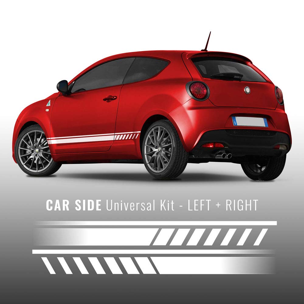 Quattroerre Stripes - Tiras adhesivas universales para Alfa Romeo, color blanco