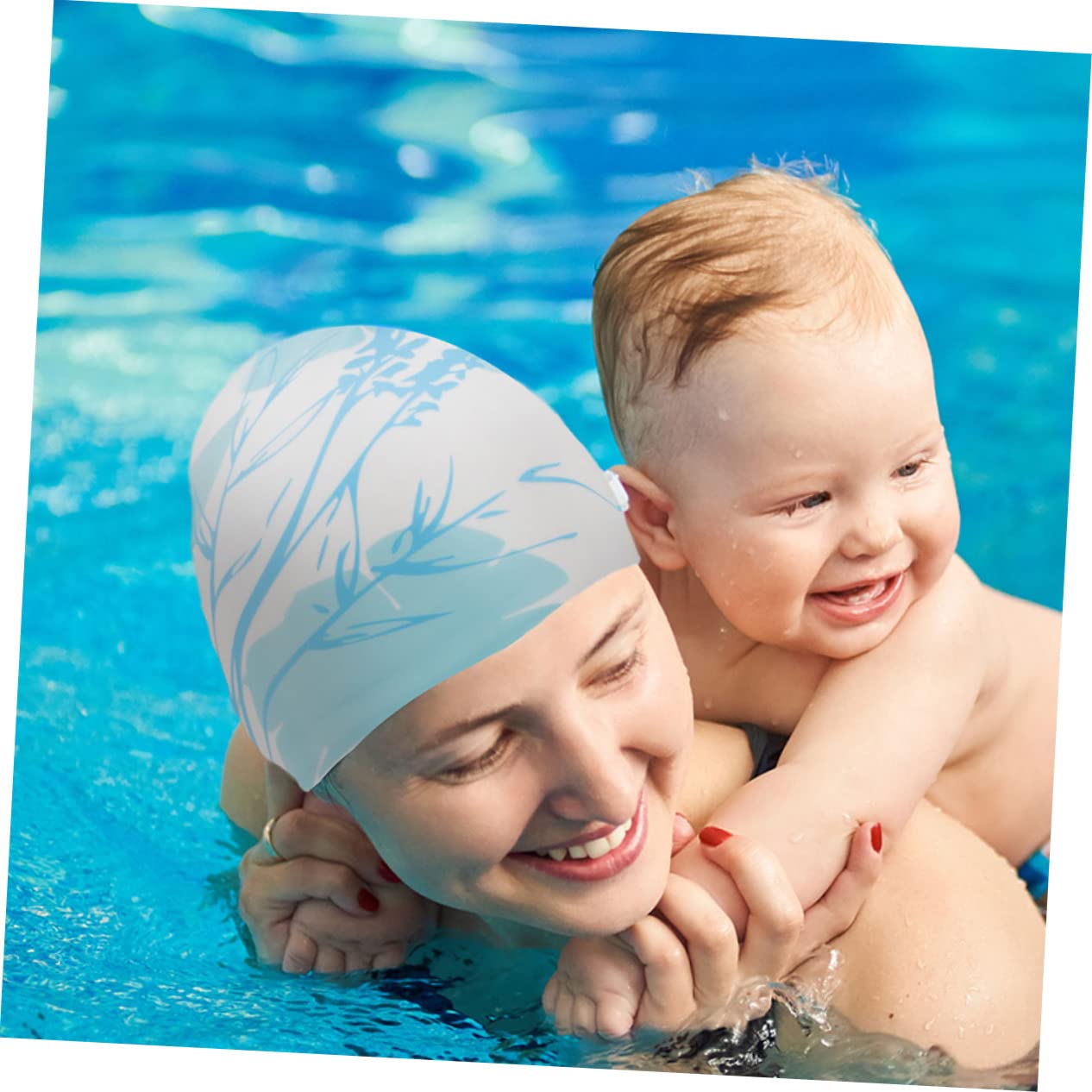 Mipcase Bonnet De Bain Imprimé Bonnet De Bain pour Cheveux Longs Chapeau De Natation Adulte en Tissu Grand Casquettes pour Femmes Gel De Silice