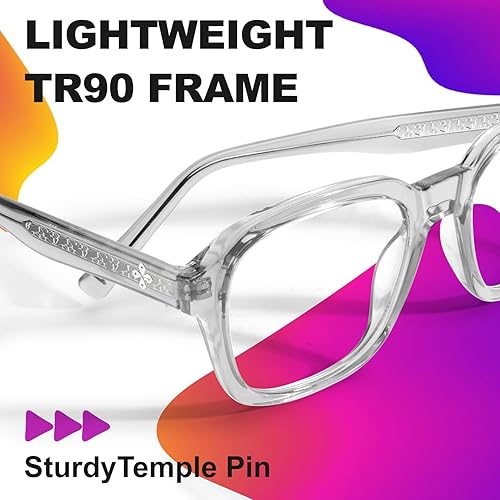 Miniatura 7 de VISOONE BENNETT - Gafas cuadradas de gran tamaño con bloqueo de luz azul para computadora para mujeres y hombres