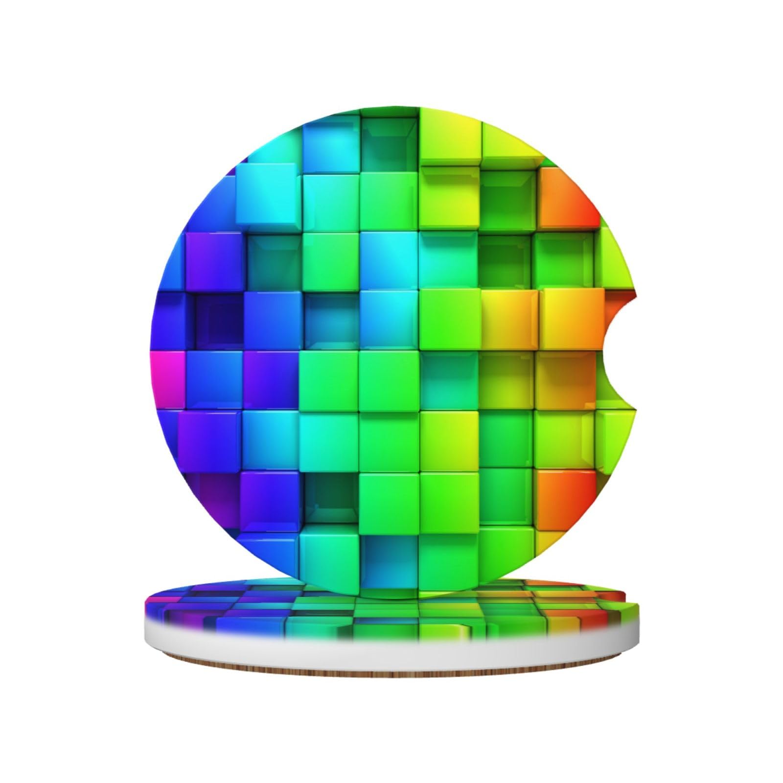 Rainbow Color Plaid, Car Cup Holder Coasters 2 Pack, Absorbent Ceramic Car Coasters with Non Slip Cork Base