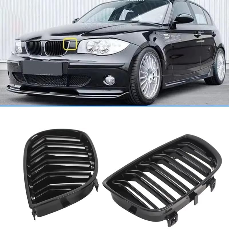 Grille calandre pour BMW E81 E87 120d 120i 130i noir brillant double latte 04-06