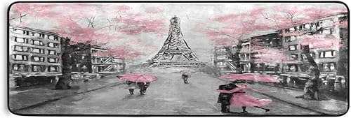 xigua Pink Paris Tower - Alfombra antideslizante rectangular lavable para dormitorio, sala de estar, baño, pasillos, decoración del hogar, 72 x 24