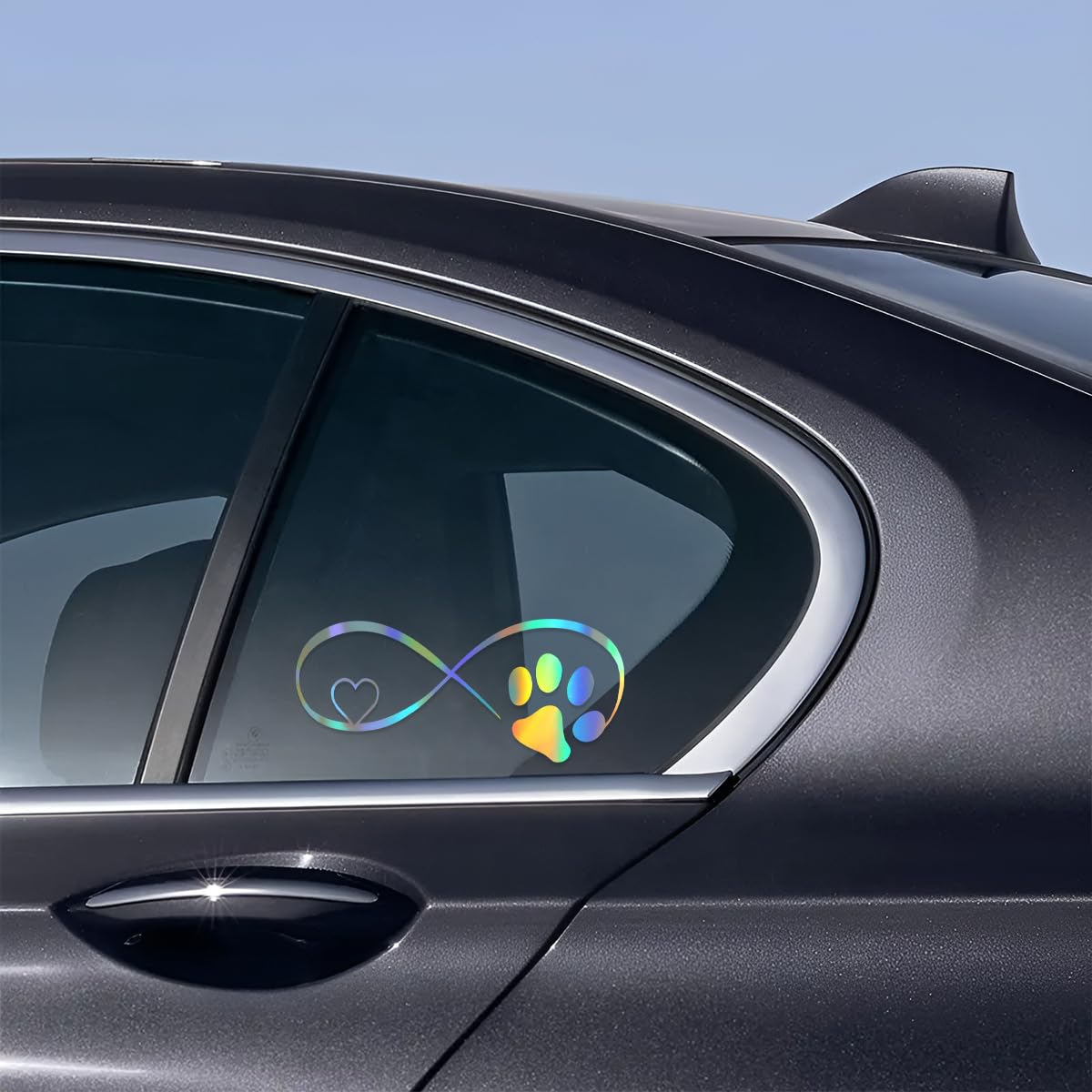 Adesivo Auto A Forma Di Zampa Con Cuore - Nero Riflettente, 11x10cm, Resistente All'Autolavaggio - Foto 5