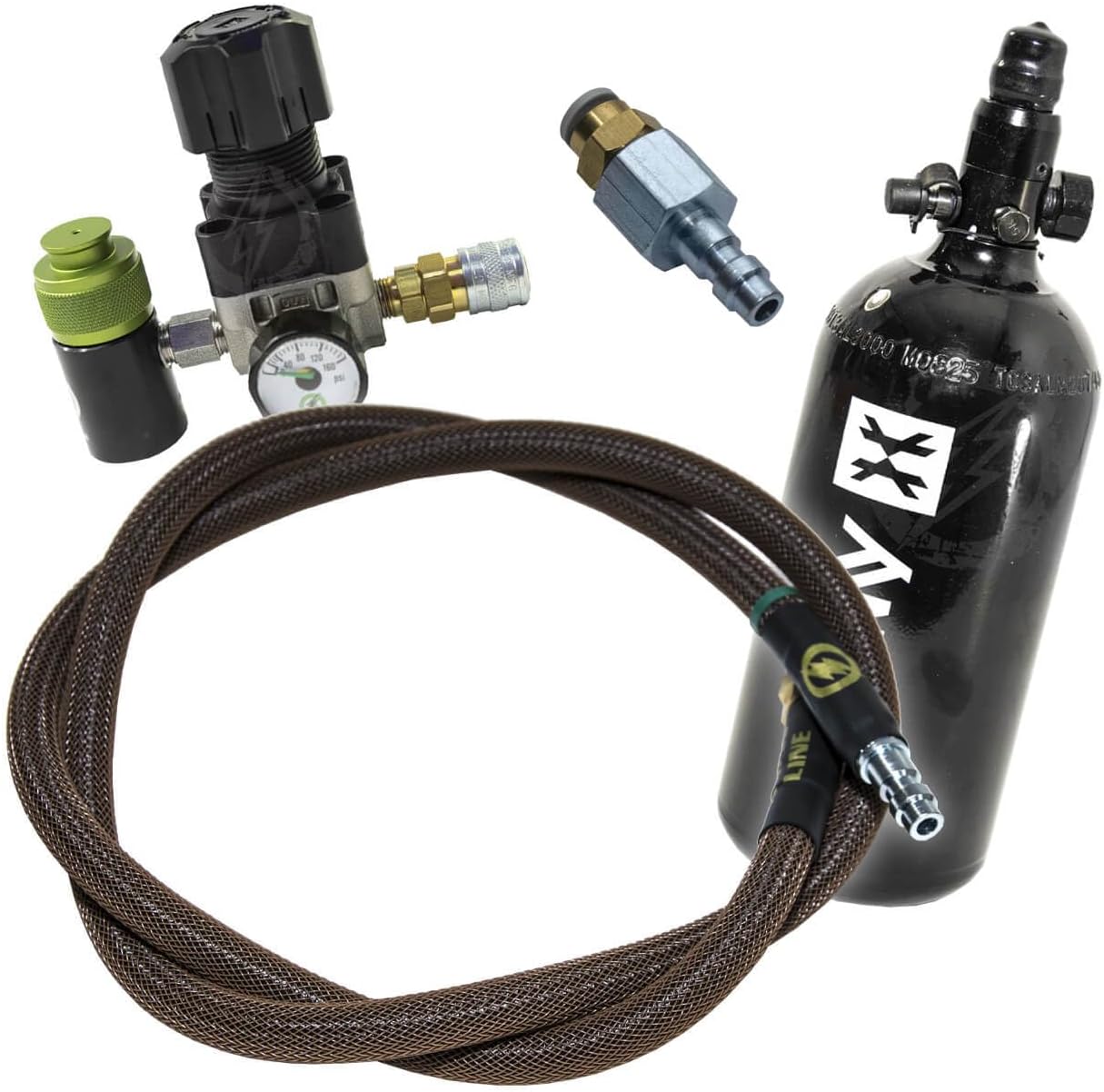 Amped Airsoft HPA Starter Package with SLP Tank, Regulator, and Air Line, Black, HPA Player Kit for All Major Brands