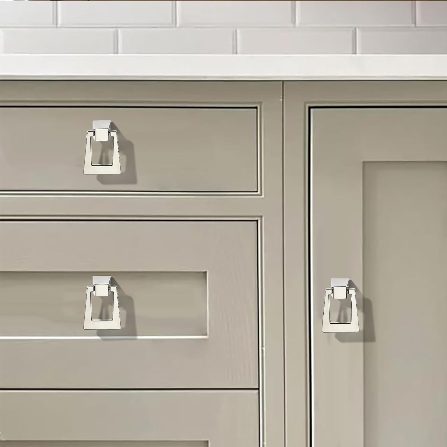 khtumeware 10-Pack 1.37 Inch Polished Nickel Cabinet Knobs - Round Drawer Pulls for Dresser, Kitchen, Bathroom - Zinc Alloy Ring Hardware (1-3/8 Inch)