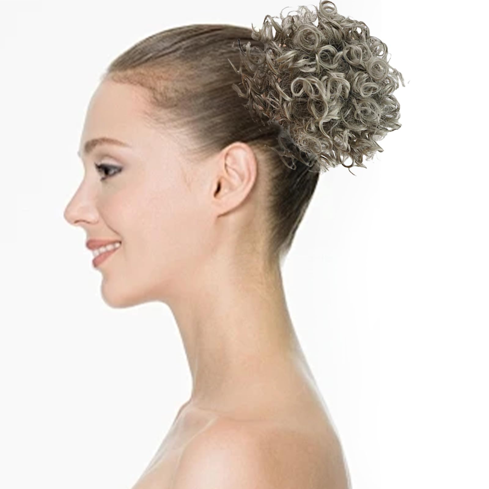 Messy Bun, Short Curly Drawstring ,Extension Loose Bun Hair ,Pieces for Women High Temperature Synthetic Bun Extension 60g Black (88-171) - Image 3