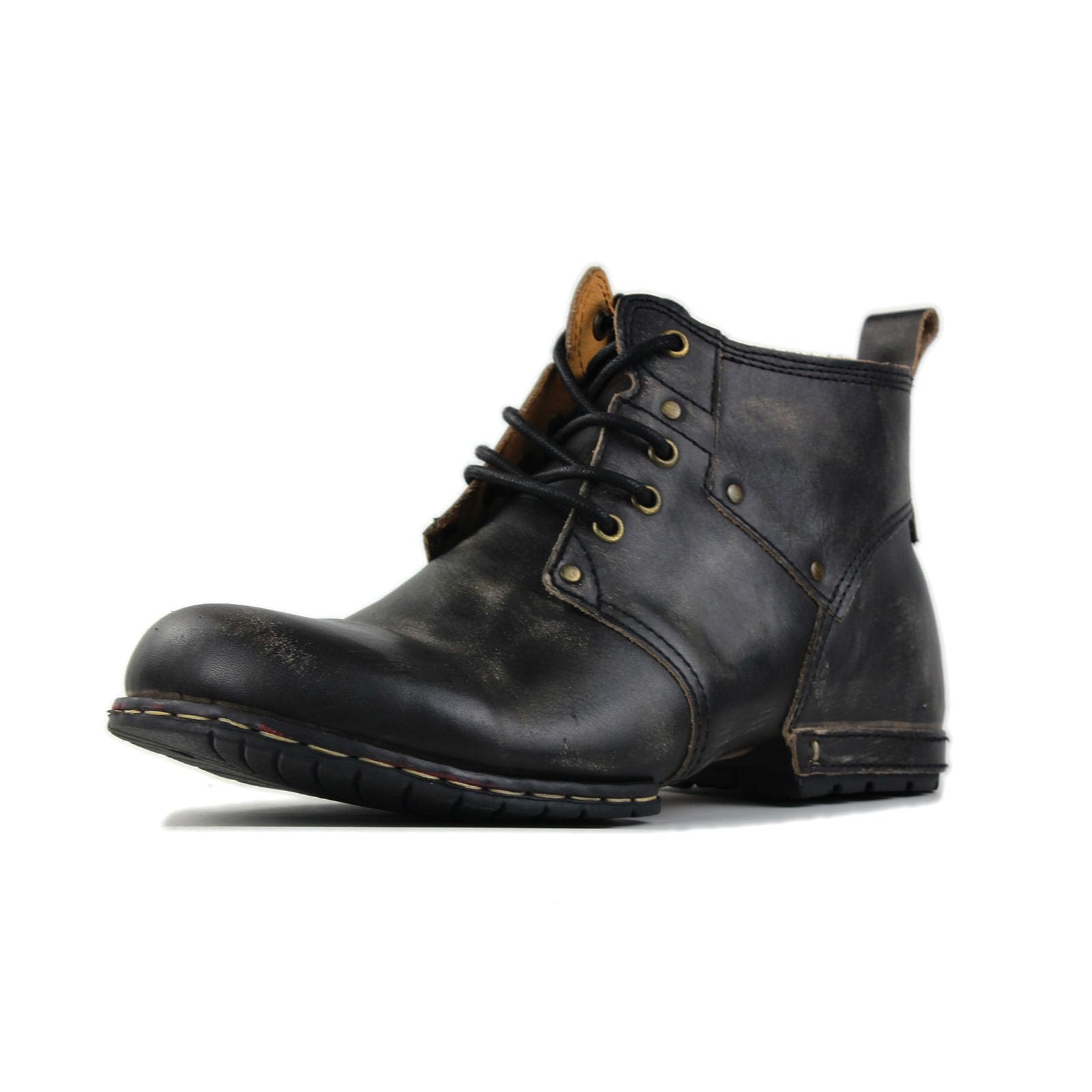 Vintage Distressed Braun Chukka-Stiefel für Männer Schnürstiefel Motorrad Casual Leder Kleid Stiefelette für Männer Mode 6015-1-C-R
