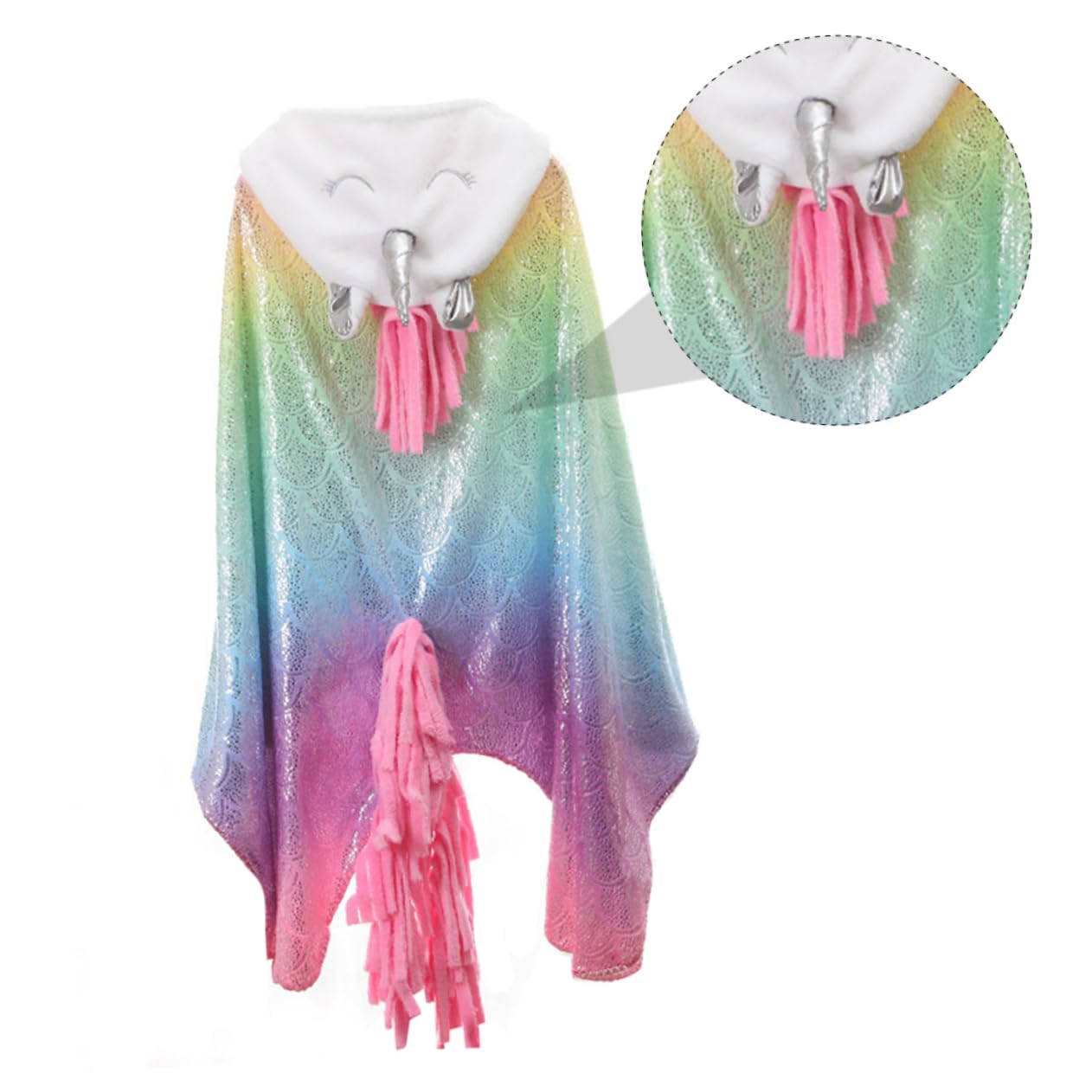LIFKOME Flanellcape Einhorn für Kinder, Bunter Partyumhang Warm