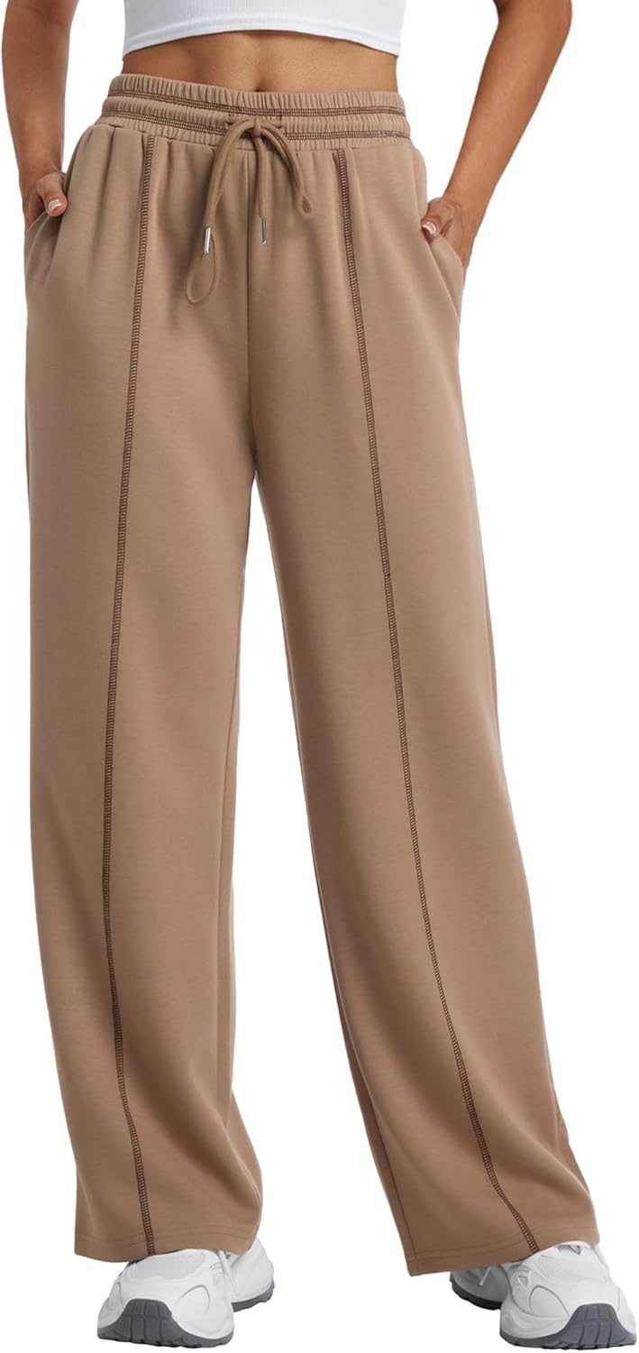 Wide Leg Sweatpants Women High Waisted Baggy Lounge Pants Drawstring Athletic Joggers with Pockets