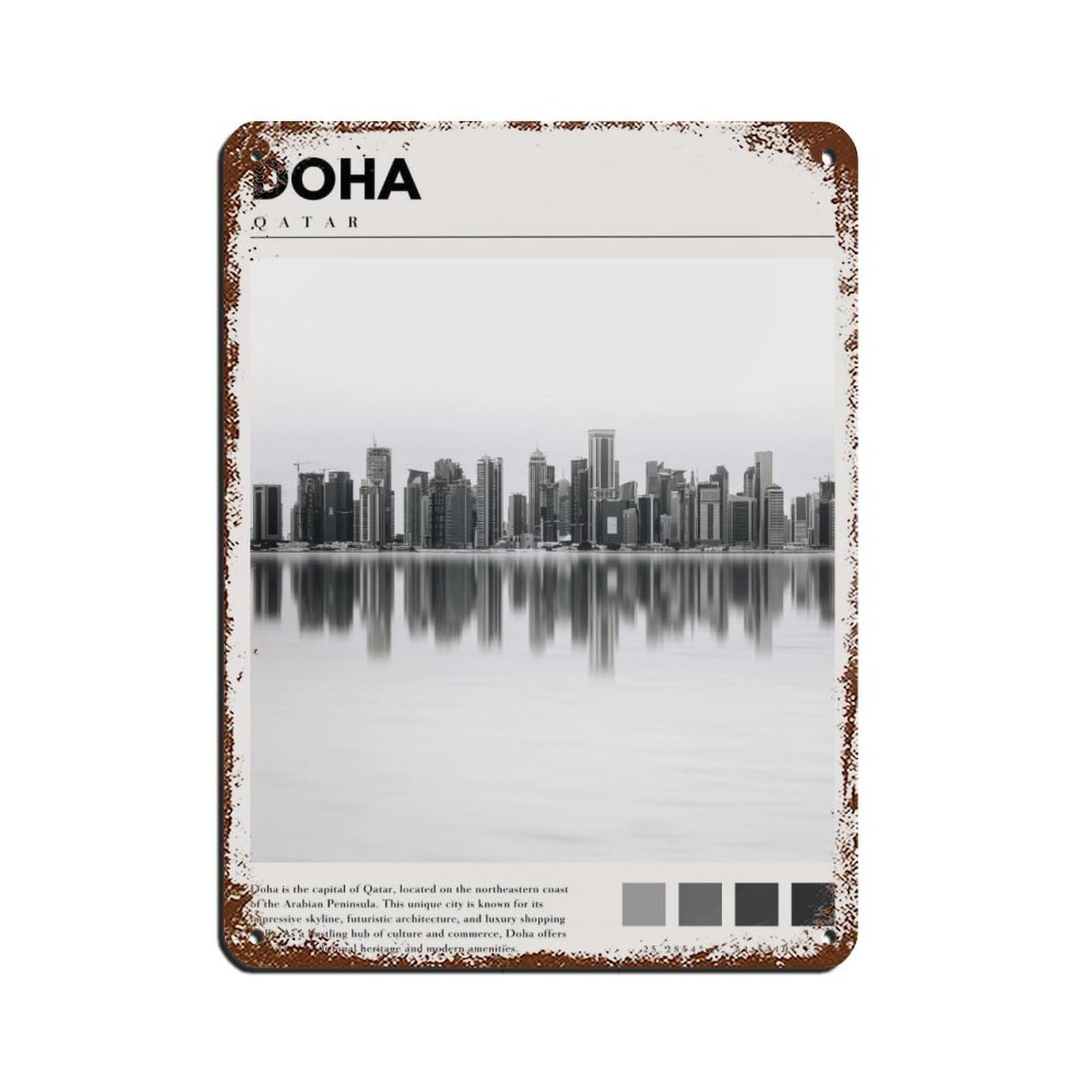 Doha Photo Art Doha Photography Poster Retro Poster Metal Tin Sign Chic Art Retro Iron Painting Bar People Cave Cafe Family Garage Poster Wall Decoration 12x16inch(30x40cm)