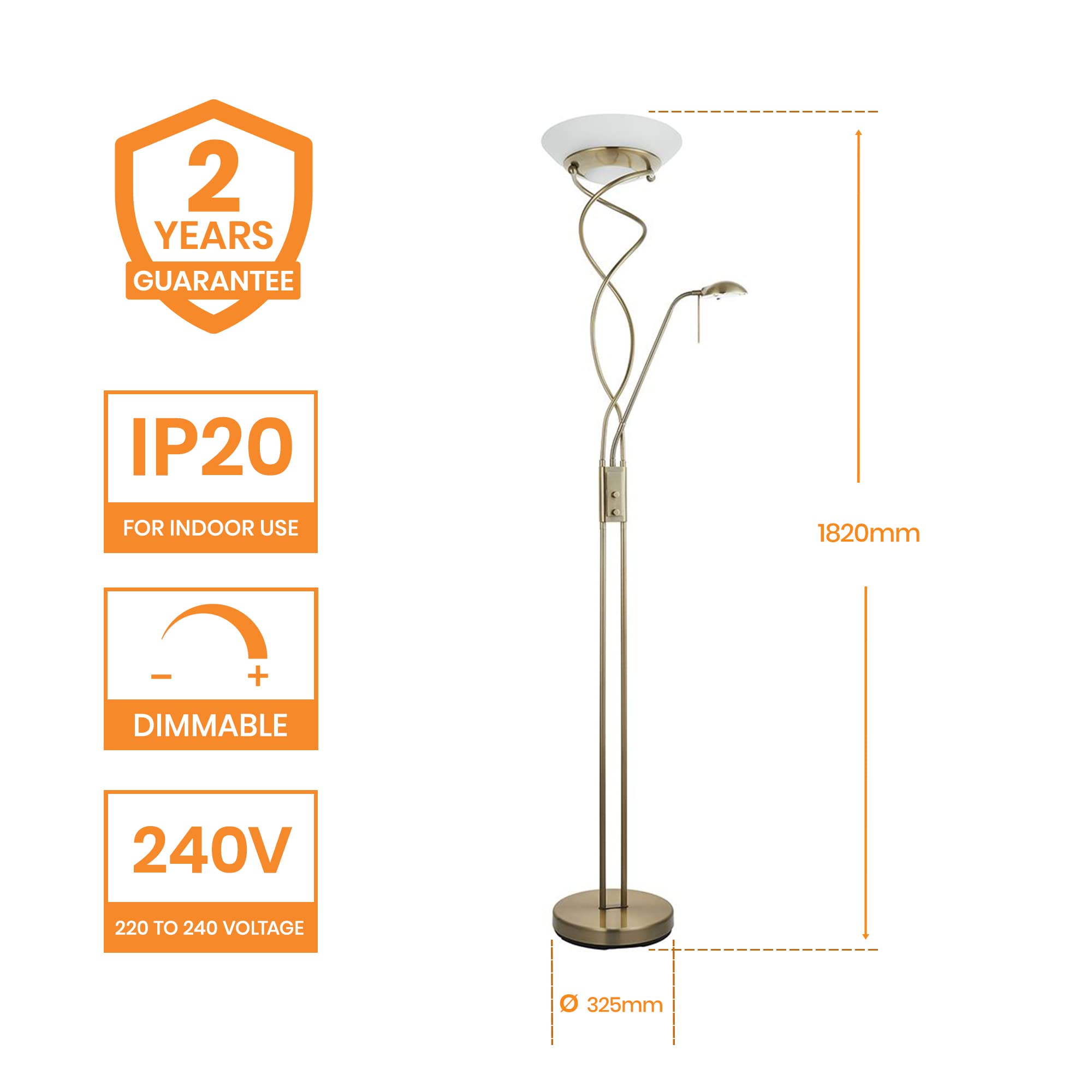 Soleil Mother and Child Floor Lamp with Adjustable Reading Light and