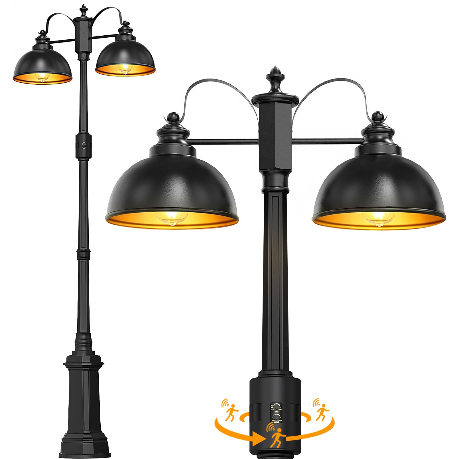 Photo 1 of ***FACTORY SEALED ***
2-Head 360°Motion Sensor Outdoor Post Lights, 4 Modes Dusk to Dawn Lamp Post Light Fixture, Waterproof Aluminum Farmhouse Outside Light Posts Outdoor Lighting for Yard Garden Patio Driveway,Hardwired