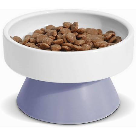Amazon Comsaf 猫食器 高さ ペットボウル 猫フードボウル ウォーターボウル 犬猫用 陶器製 食べやすい パープル Comsaf 食器 ボウル 通販