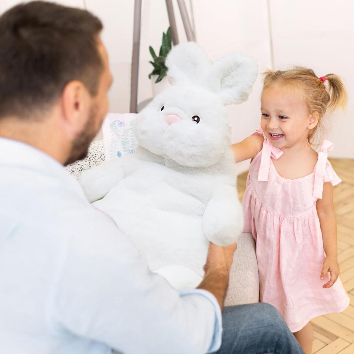 ARELUX Giant 22in Big Rabbit Plush Large Stuffed Animal Hugging Pillow: Soft Jumbo Sleeping Body Warm Fluffy Pillow Adorable Chubby Plushie Toy Gifts for Boys Girls