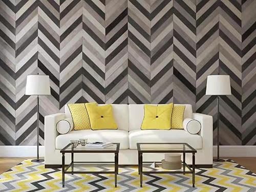 Miniatura 2 de Kingsman Panel de pared de madera recuperada de colores mixtos para despegar y pegar en diseño de espina de pescado (gris mezclado)