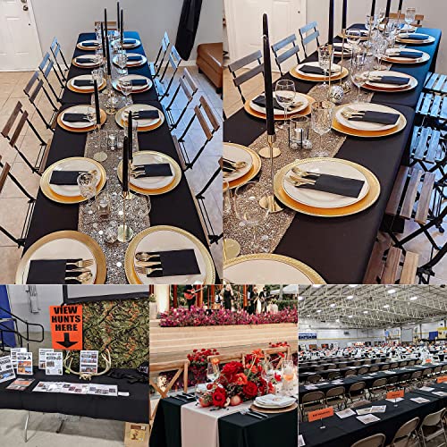 fani 10 Pack 60 x 126 Inch Tablecloth, Black Polyester Tablecloth for 8 Ft Rectangle Tables, Stain and Wrinkle Resistant Washable Fabric Table Cover for Wedding Party Dining Buffet Parties or Camping by fani - Image 6