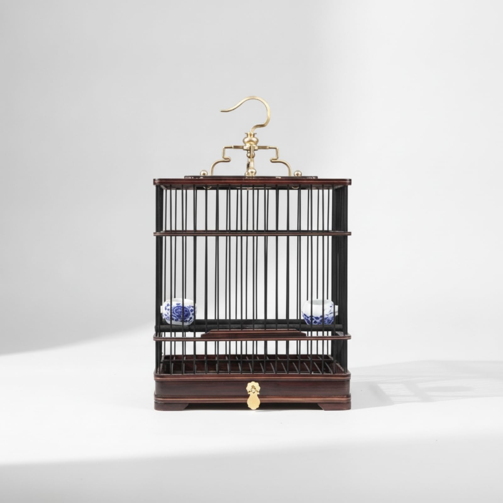 Vogelkäfig mit Kotschublade leicht zu reinigen traditionell für Wohnzimmer, Tisch, 26 26 39CM, Vierkant-Vogelkäfig Aus Lila Sandelholz