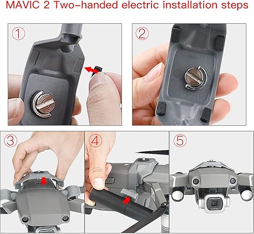 Miniatura 6 de Qmint Soporte de reflector Mavic 2, linterna de vuelo nocturno giratorio LED faro adecuado para DJI Mavic 2 zoom drone (dos manos eléctricas)