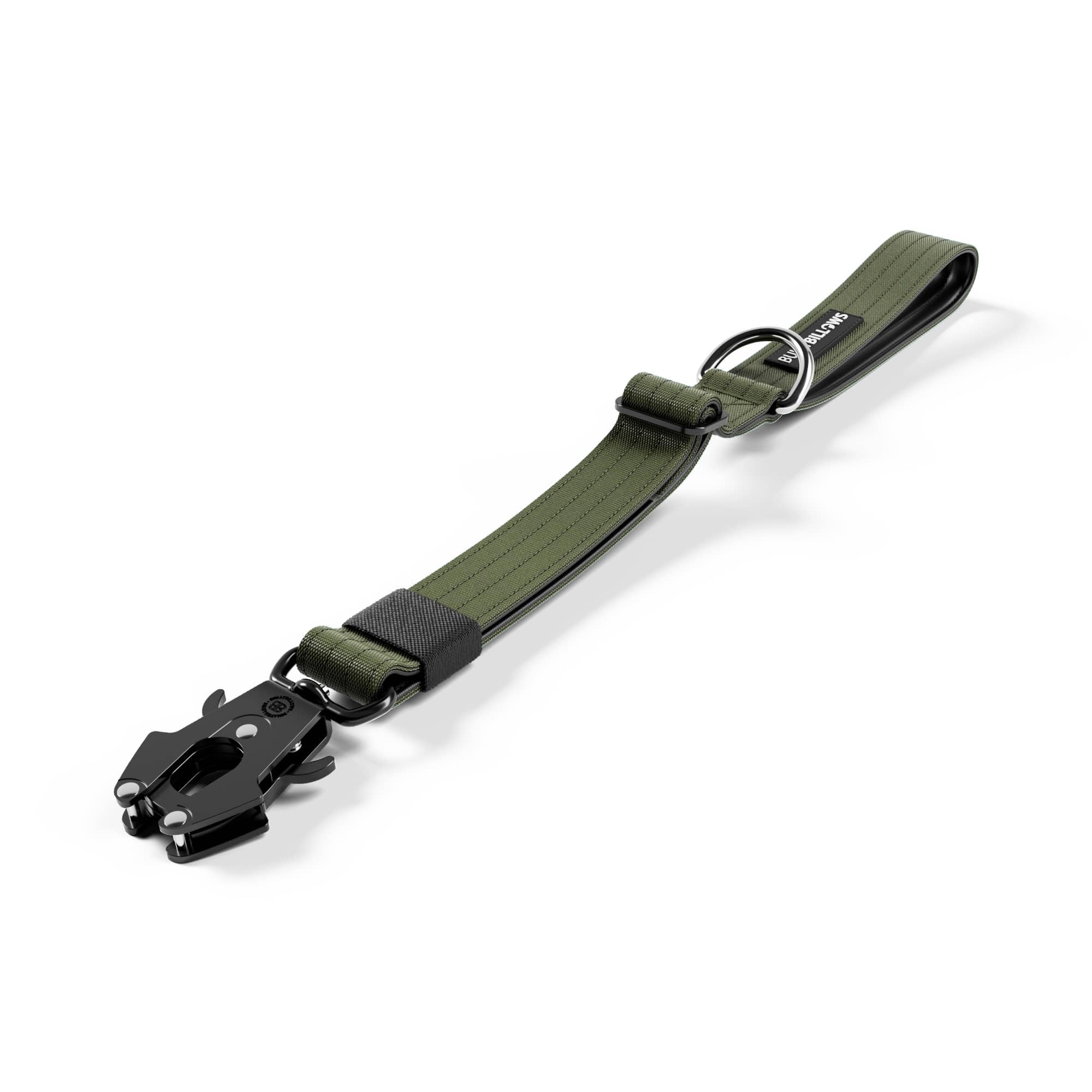 BullyBillows Traffic Dog Lead | Short Handle for Tight Control and Safety | Padded, Robust and Ideal for Car and Walks (Khaki)