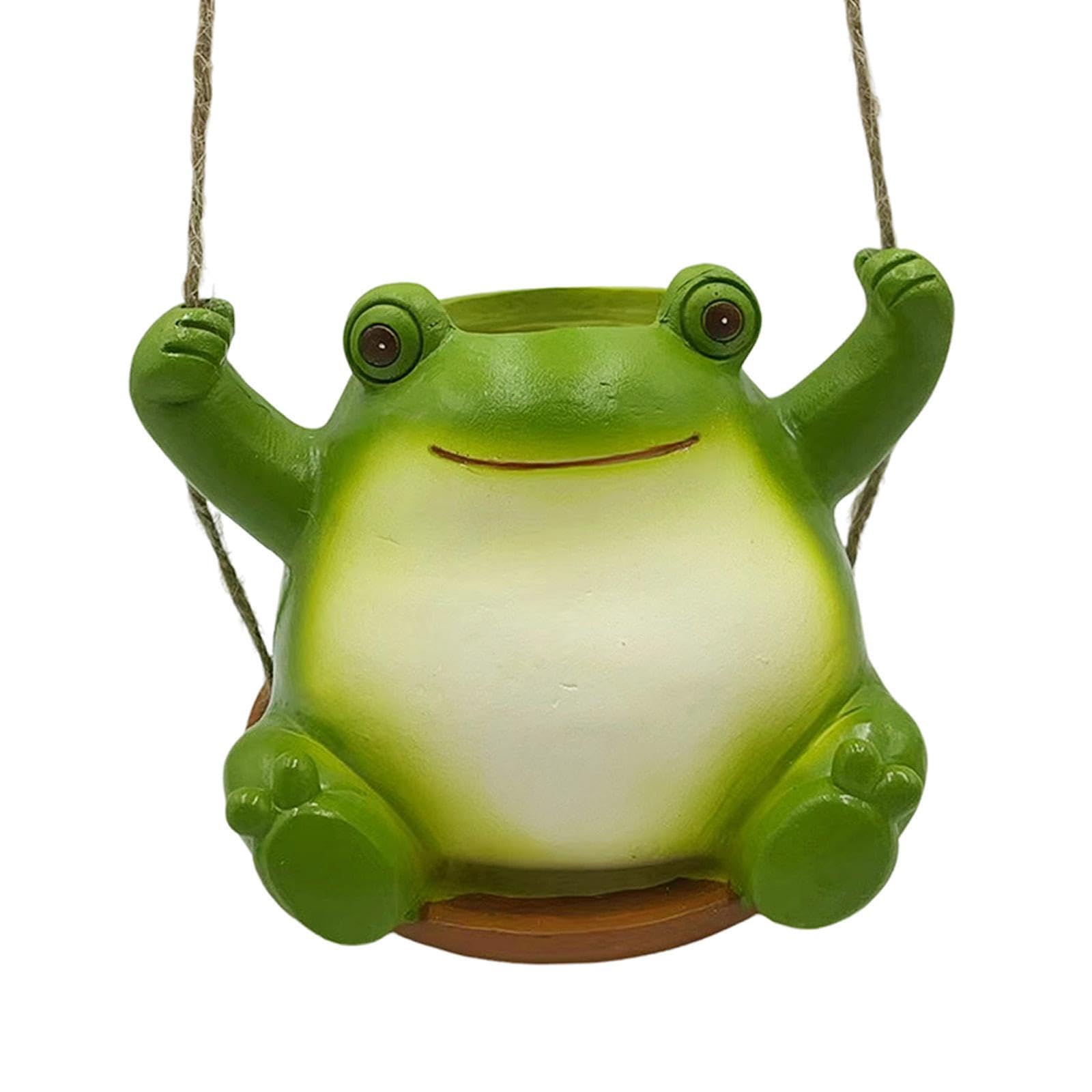 TWISAXC Hanging Planter Cute Plant Pot Resin Planter Cartoon Frog Flowerpot Fun Entryway Decor Incredible Space For Indoor Plants Decorative Ornaments Garden Decoration Balcony