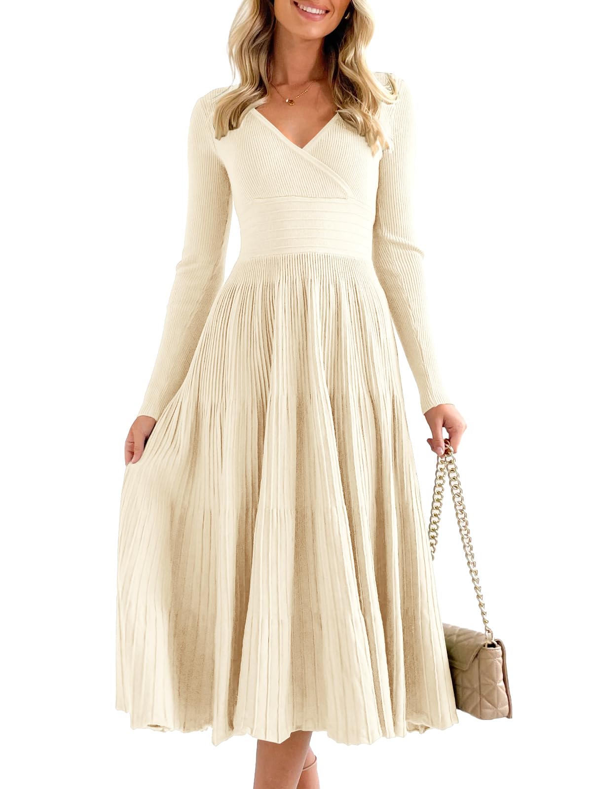 Saodimallsu Wrap V-Neck Midi Dress