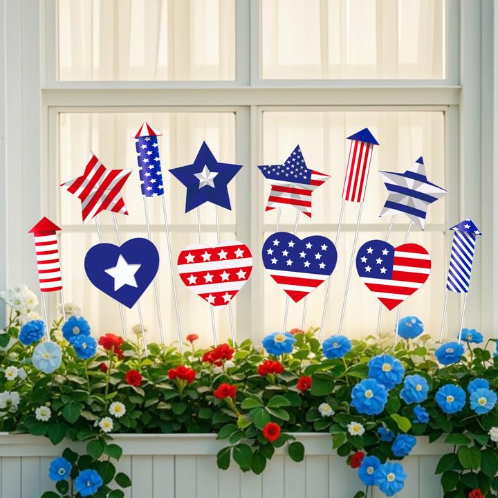 Iceyyyy 12 Pcs Patriotic Plant Stakes-15 Inch...