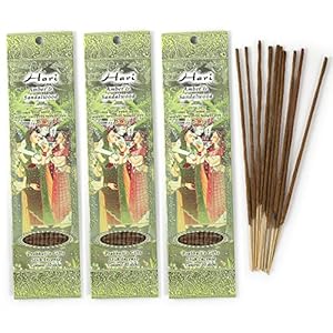 Prabhuji’s Gifts Hari Hand-Rolled Spiritual Incense Sticks from India – Aromatic Sticks – for Meditation, Yoga, Relaxation, & Aromatherapy Incense – Amber and Sandalwood – 3 Packs of 10 Sticks