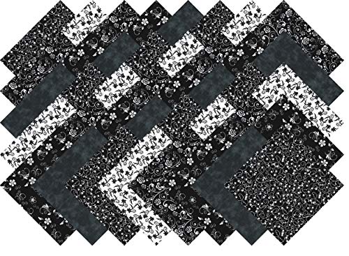 Black and White Quilting Fabric Fabric Blender Collection 40 Precut 5-inch Squares