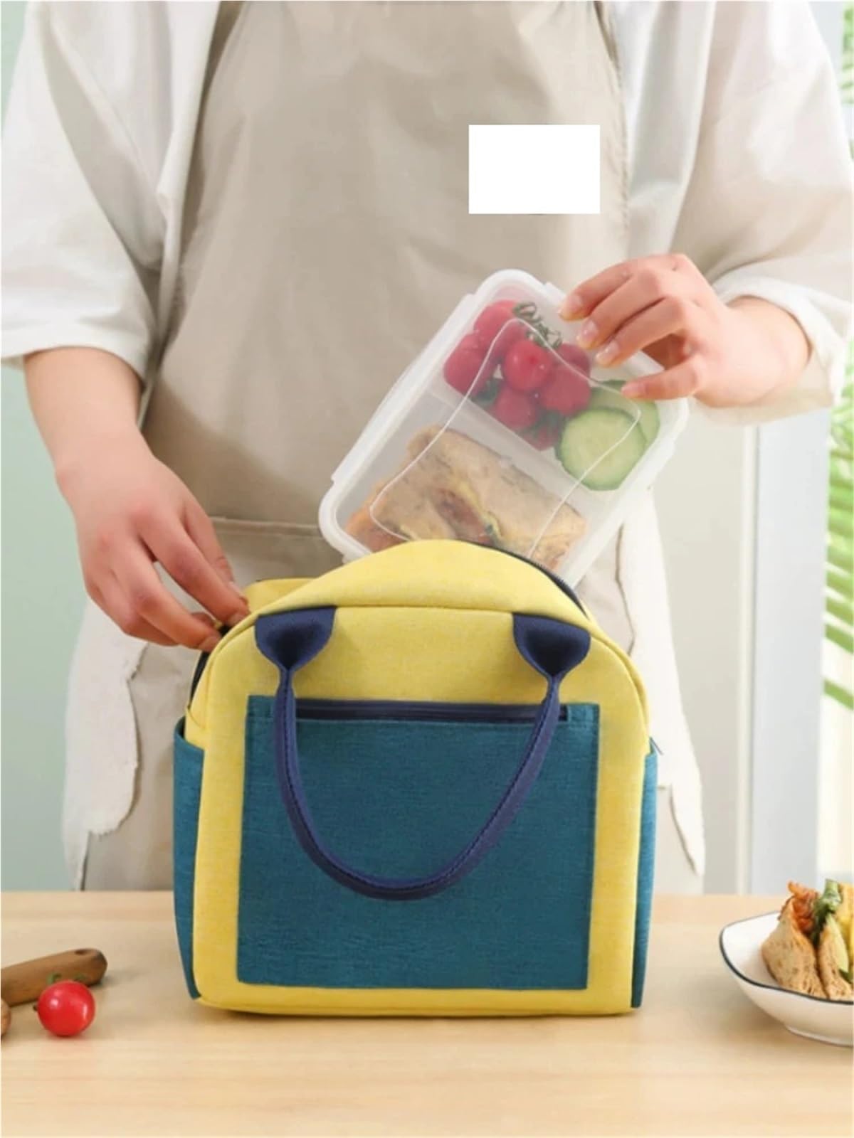 Bolsa De Almuerzo Bolsa de almuerzo portátil for mujer, bolsa de caja de almuerzo con aislamiento térmico, bolso enfriador, bolsa Bento impermeable, bolsos de hombro for comida de oficina, 2 uds. Para