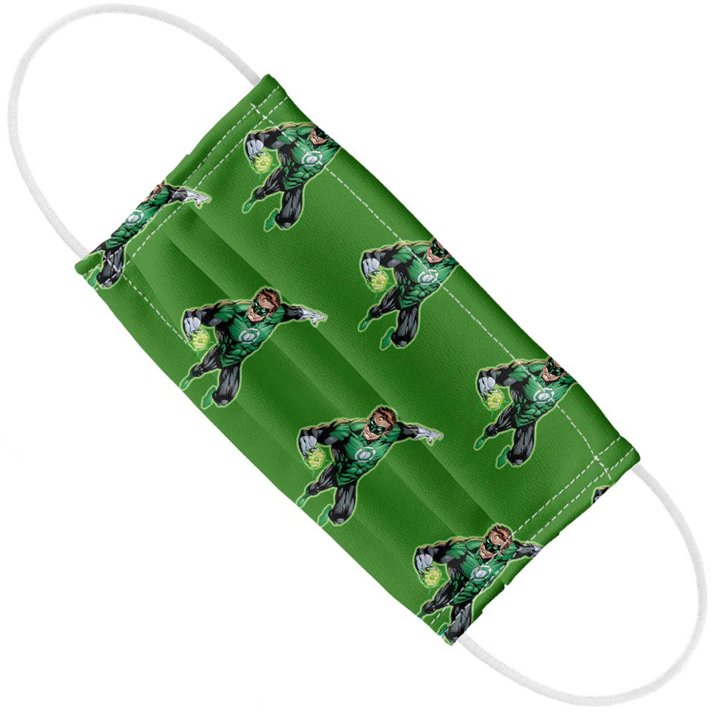 Popfunk Green Lantern Character Pattern 1-Ply Reusable Face Mask Covering with Adjustable Nose Wire, Unisex