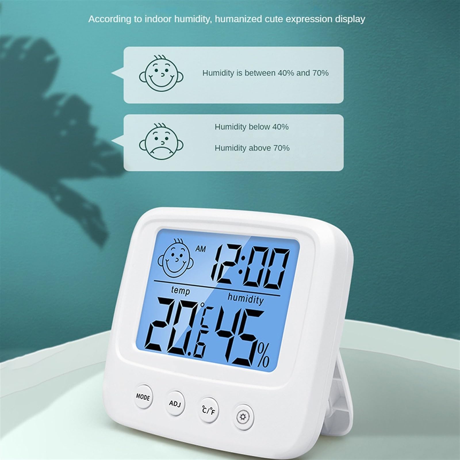 Digitales Thermometer mit Hintergrundbeleuchtung, Hygrometer, präzises elektrisches Temperatur- und Feuchtigkeitsmessgerät, Wetterstation for Zuhause
