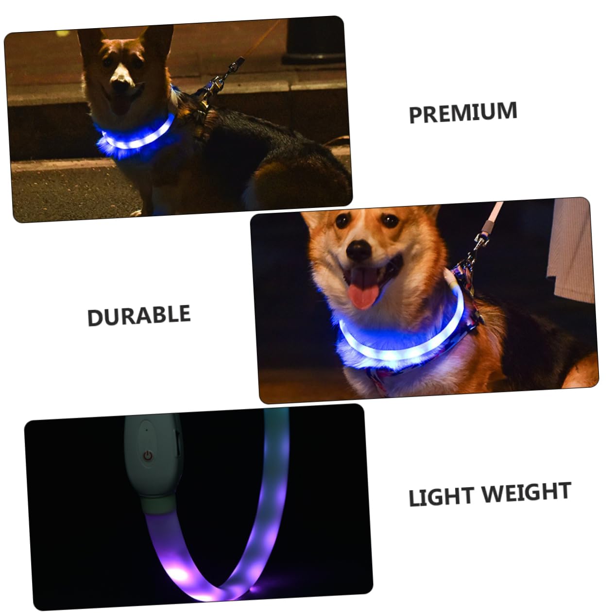 Beavorty 2juegos Collar Led Luminoso para USB Recargable Collar De De Prueba De Agua para Paseos y Seguridad De Mascota
