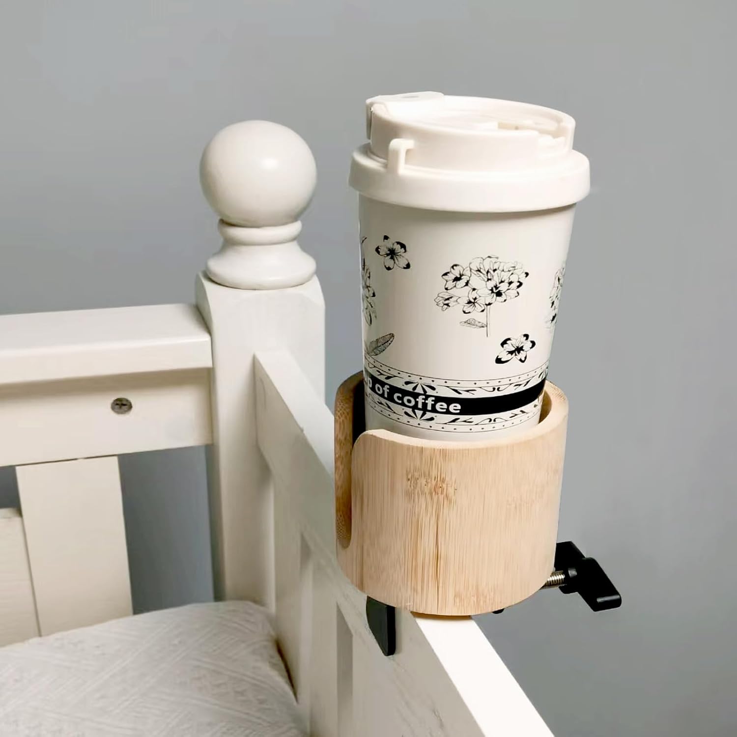 Clamp-on Cup Holder for Dorm Room, Bunk & Lofted Bed, Cup Holder for Bed(Inner Diameter 3.3IN) Anti-Spill Adjustable Clamp Drink Mount Support, Compatible with Universal Cups, Coffee Mugs, Bottles - Image 3