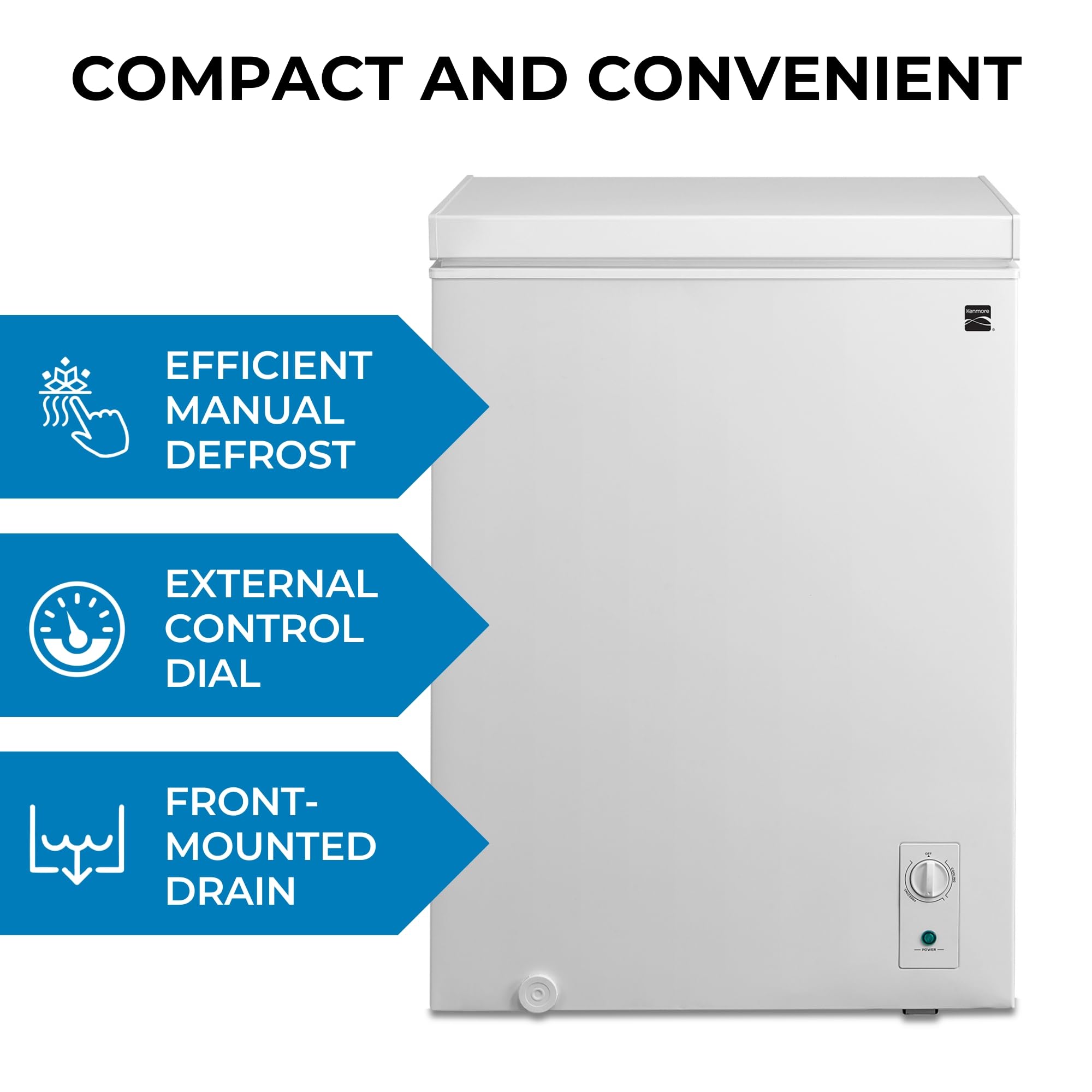 Kenmore Deep Freezer - Convertible Refrigerator/Chest Freezer, 1 Hanging Basket, Garage Ready, Meat Storage, Front Drain, Congelador For Home, Apartment, Basement, Dorm, Cottage 5.0 Cubic Feet White on Fridge.com