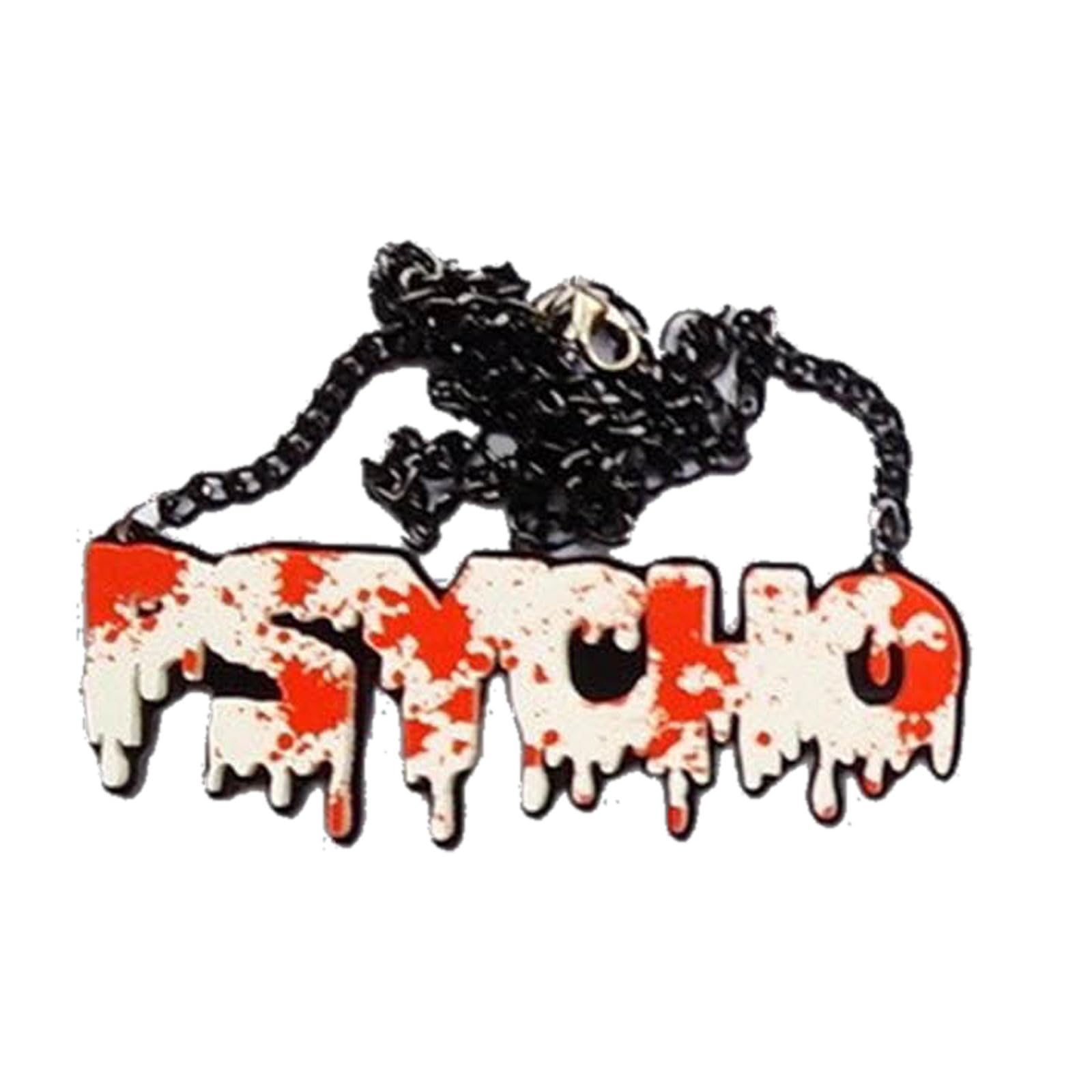 Nongyu Women's Psycho 2 Halloween Necklace Punk Gothic Dripping Blood Splatter Statement Killers Pendant Choker Necklace For Men