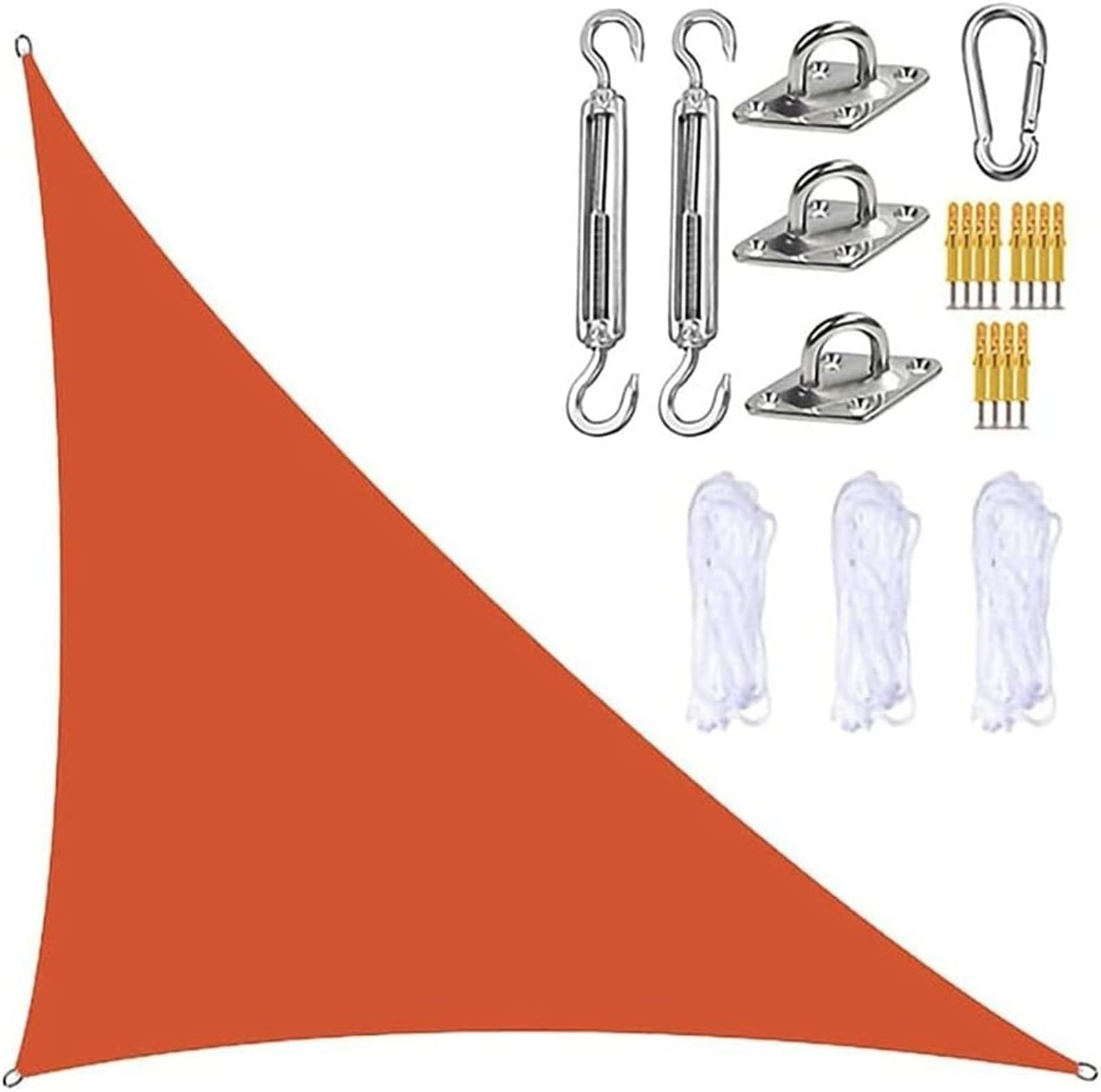 Right Triangle Sun Shade Sail 3x4x5 m,UV Block Waterproof Patio Sunshade Awning Heavy Duty Canopy for Garden Backyard with Installation Kit(Orange)