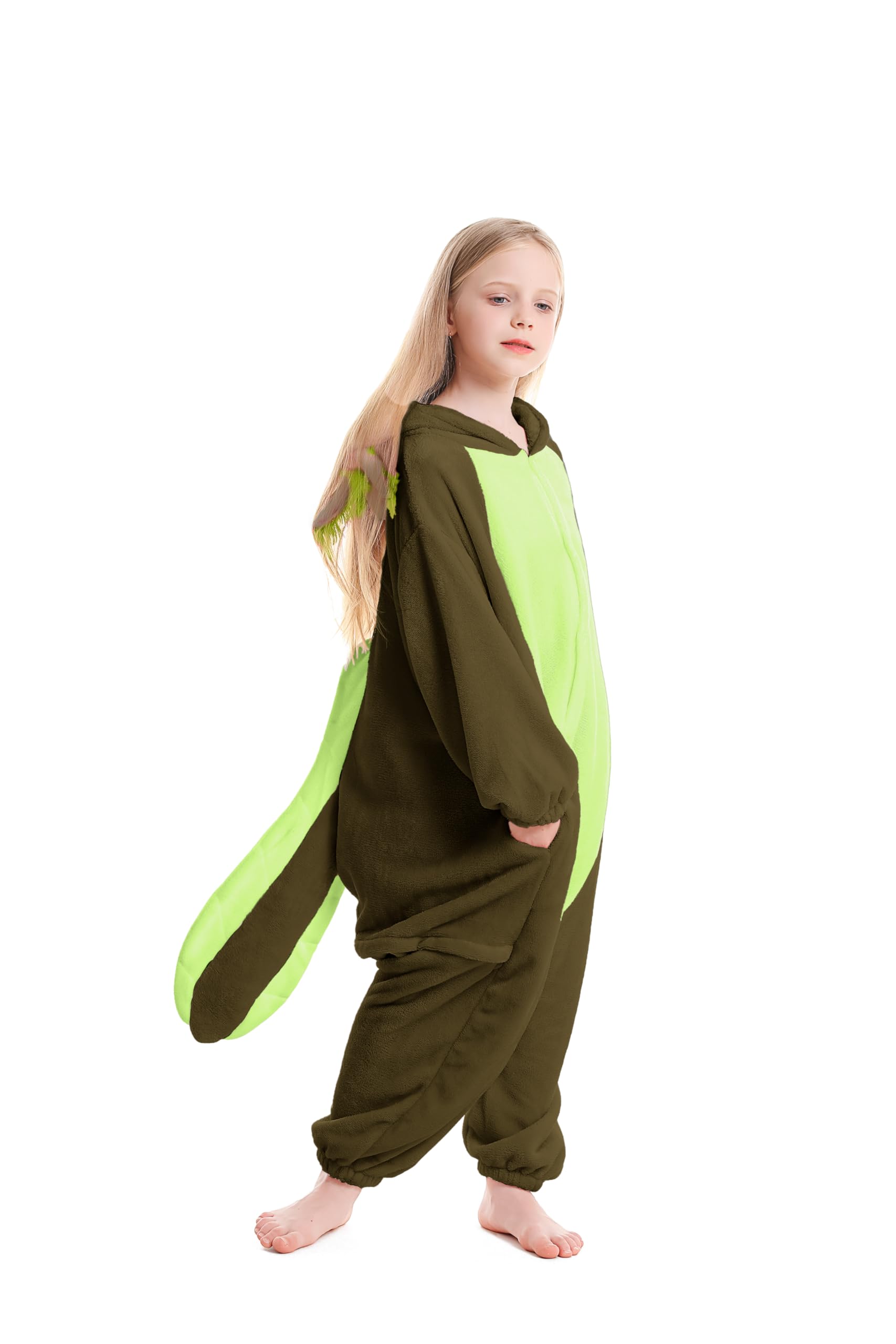 DarkCom Animal Onesie for Kids,Flannel Cosplay Green Axolotl Halloween Costume Parent-Child Sleepwear for Girls Boys 12-13 Years - Image 3