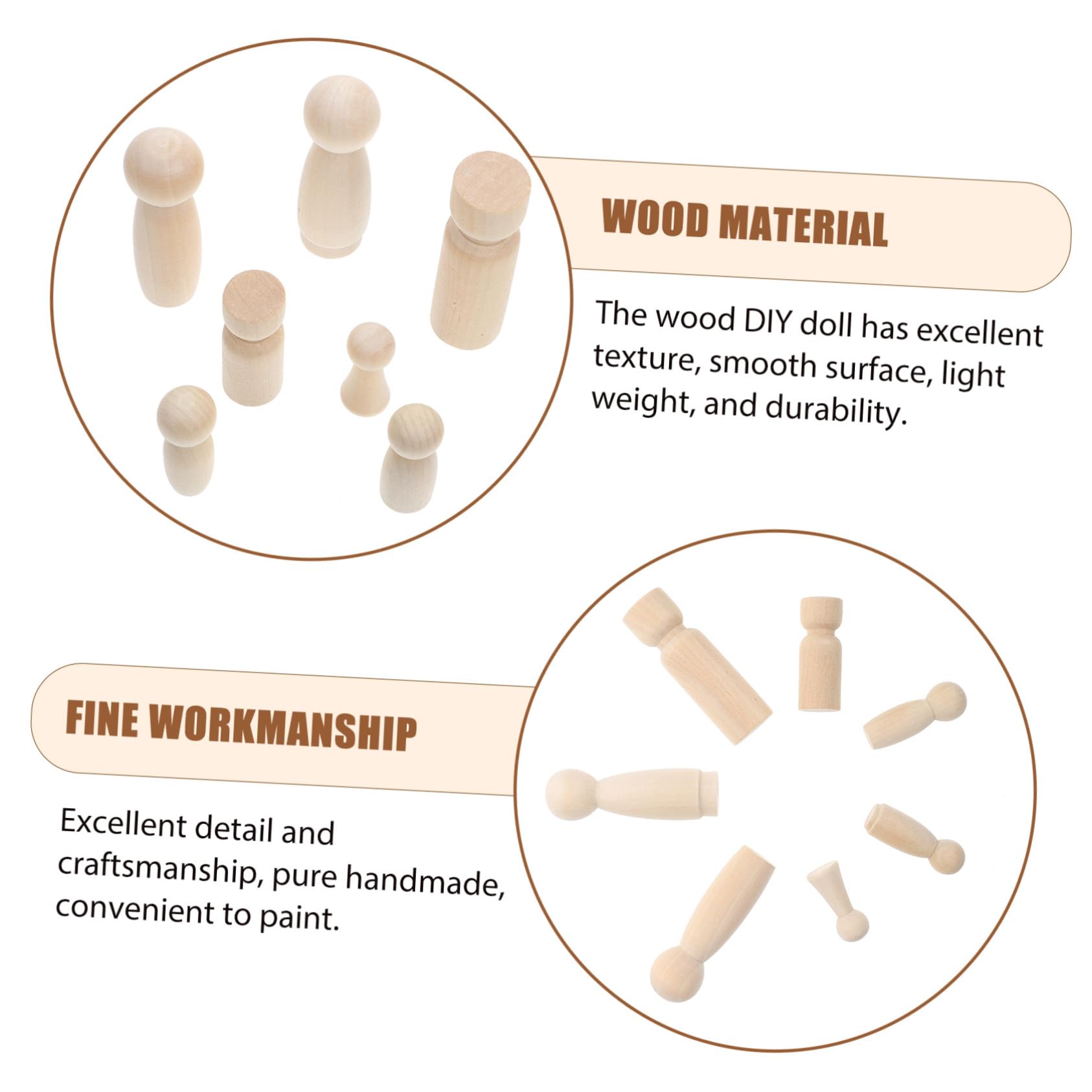 50 piezas Muñecas de Madera sin Pintar para Pintar Figuras de Clavijas Naturales DIY para Manualidades Infantiles y Decoración Creativa