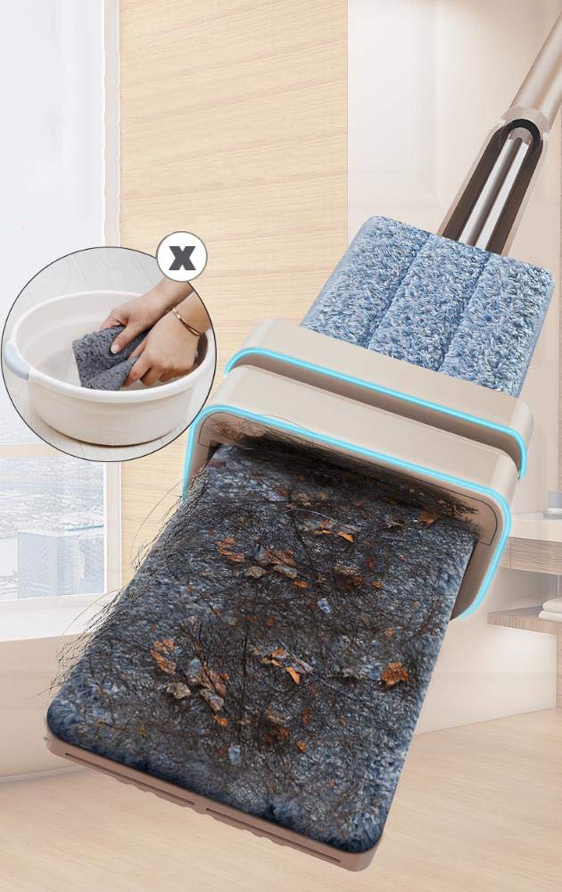 Touchless Mop Selbstreinigungssystem Wischmopp Inkl. Eimer/Reinigung Für Alle Arten Von Böden/Fliesen/Parkett/Linoleum/Laminat | Ersatzmop,B