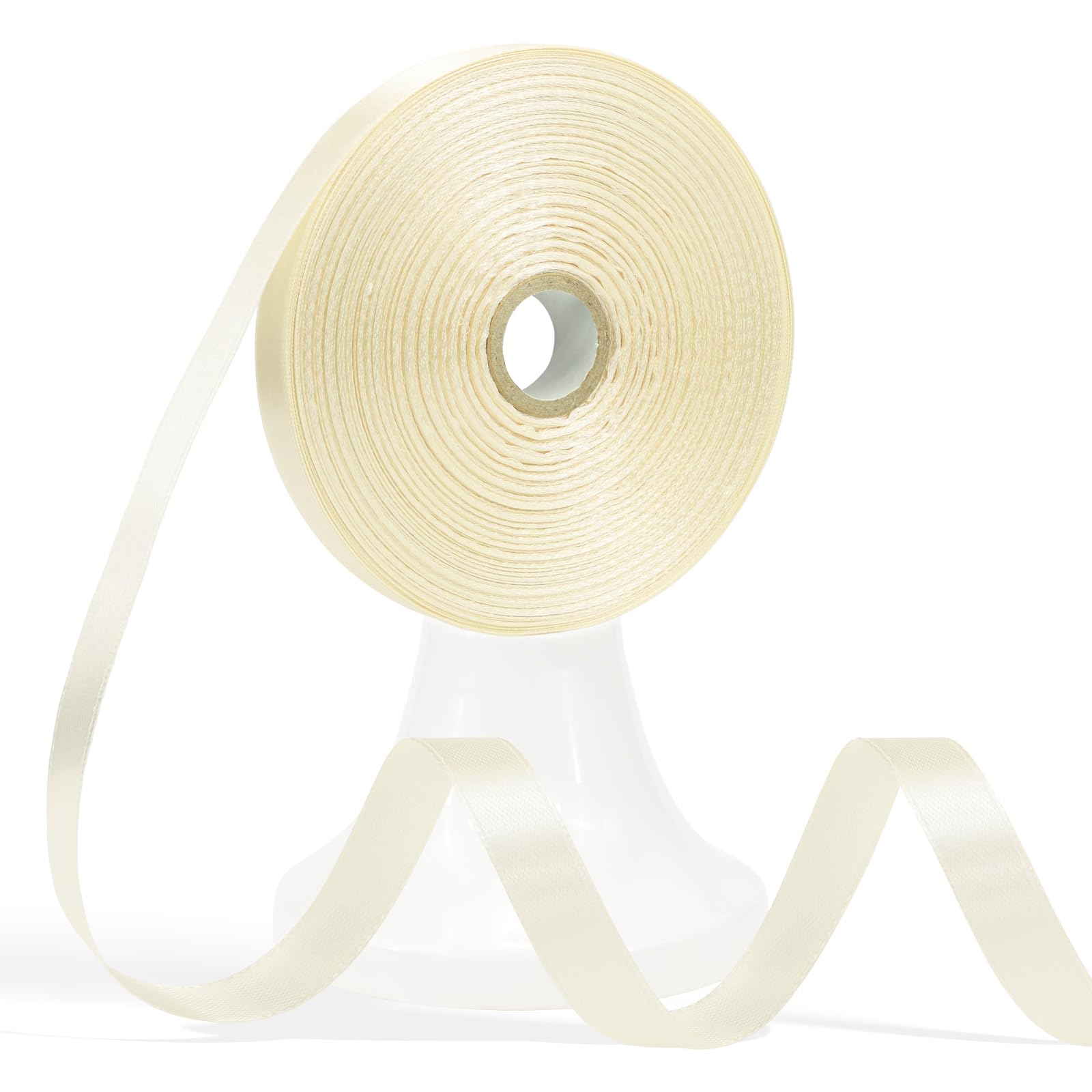 Apeseek 60 Yards Ivory Ribbon 1/2 Inch, Solid Cream Satin Ribbon for Gift Wrapping, Crafts, Flower Bouquet, Wedding, Baby Shower, Festival, Christmas, Halloween