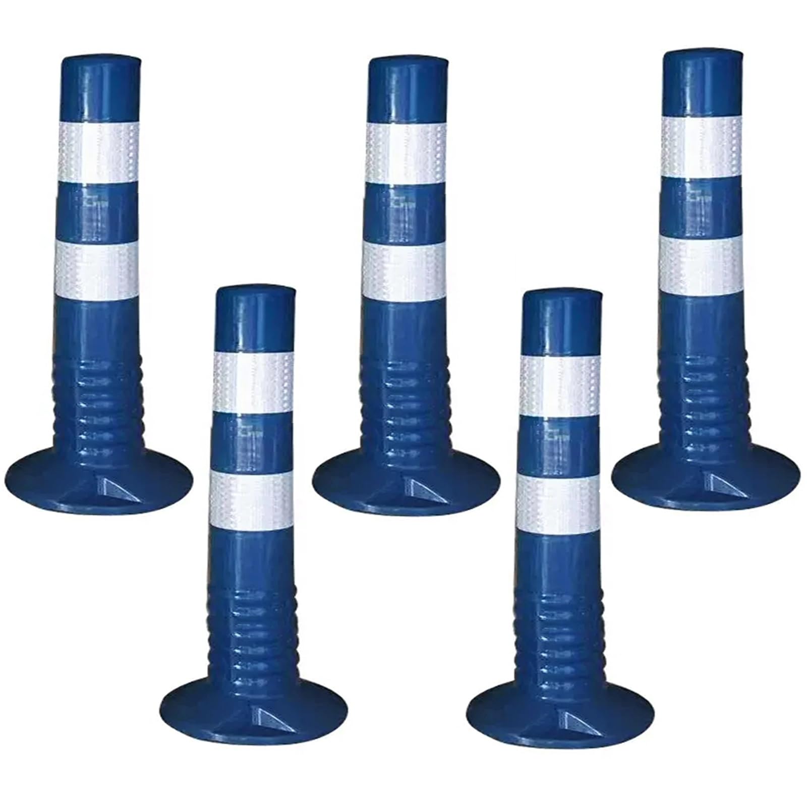 IUokLU Driveway Barrier Traffic Barricade - 18" & 30" Flexible PU Plastic Cones（Blue-5 Pack/17.7in）