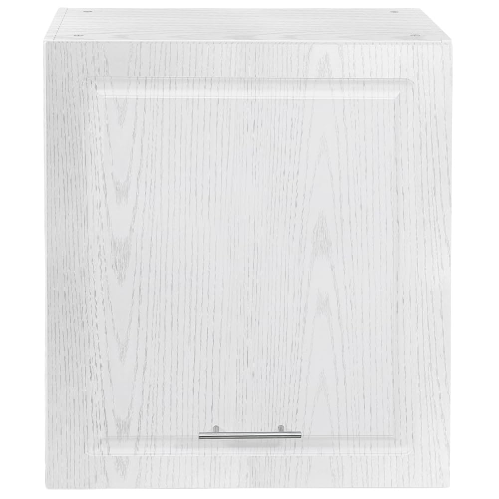 Shally Dogan Pensile da Cucina a Parete Design Boiserie, Armadio Sospeso in Legno con Anta Singola, 1 Ripiano e 2 Scomparti, Armadietto a Muro Spazioso Resistente, 60 x 32 x 72H cm (Bianco Frassinato)