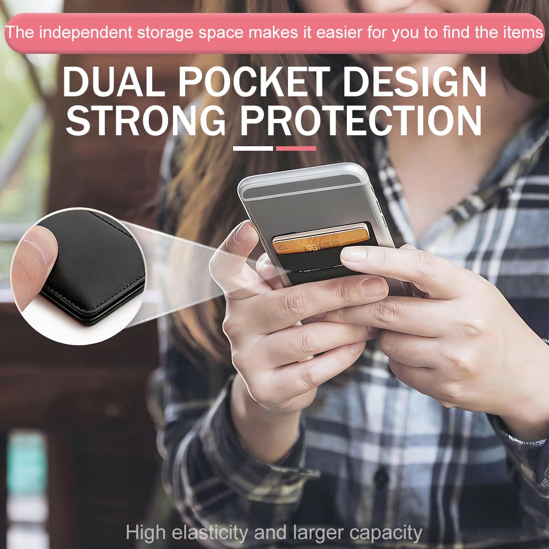 3 Pezzi Porta Carte di Credito per Cellulare, Maniche in Carta Elastica, Titolare Della Carta per Cellulare Adesivo, Tasca Adesiva Per Tessere Carte Badge Taschino Autoadesivo Per Cover