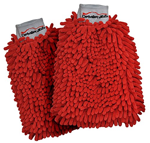 Detailer 365 Premium Red Microfiber Car Wash Mitt (2 Pack)