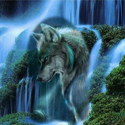 Moohue Needlework 14ct Counted Cross Stitch Kits Animal Wolf DMC Thread Cross Stitch Patterns Cross Stitch Fabric Needles Room Wall Decoration (Wolf)