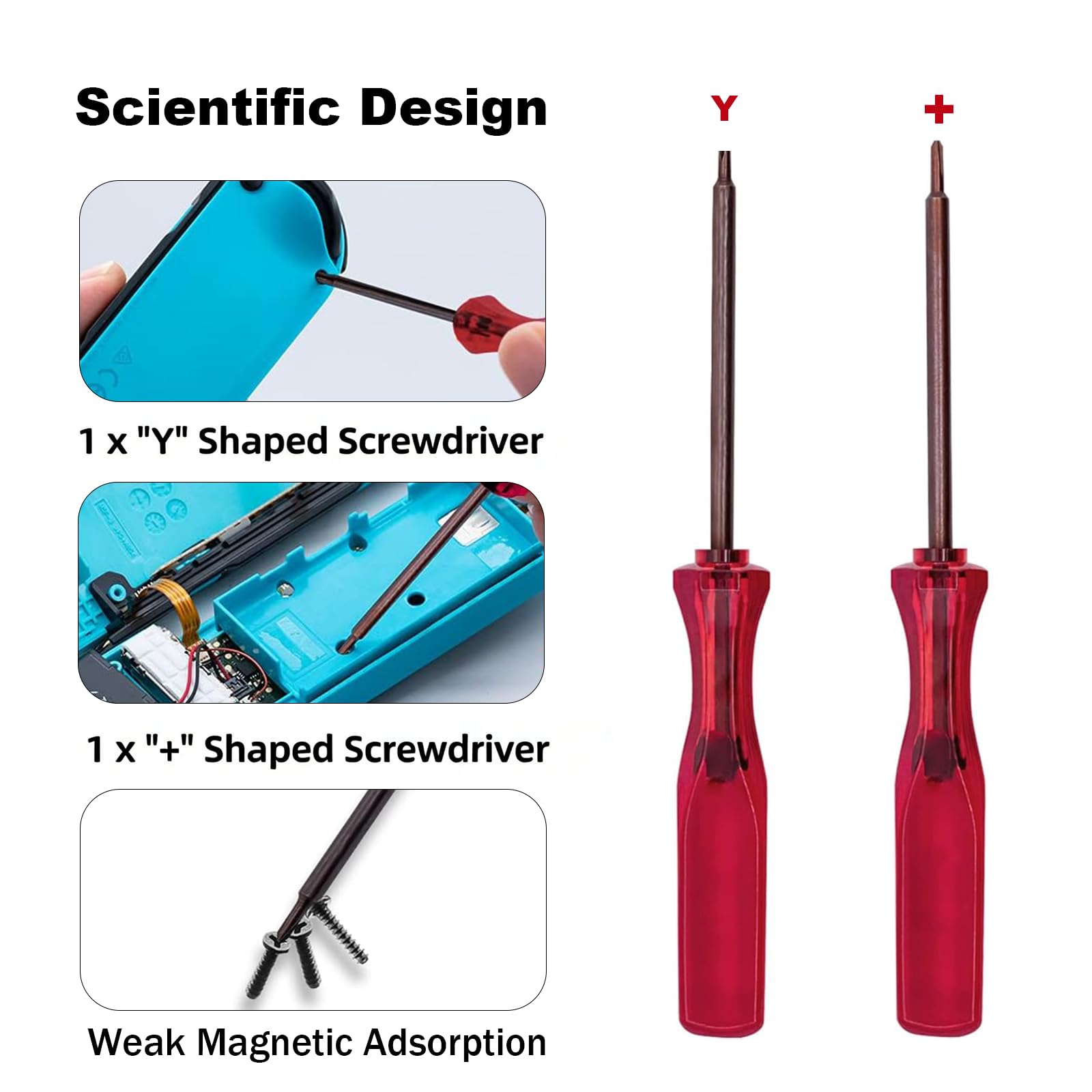 Analog Stick Replacement Kit Compatible with Switch Joy-Con / OLED / Lite - Left & Right 3D Joystick Repair Set with Screwdrivers & Thumb Caps - Fixes Drift & Broken Controllers(Not for NS2) — view 3