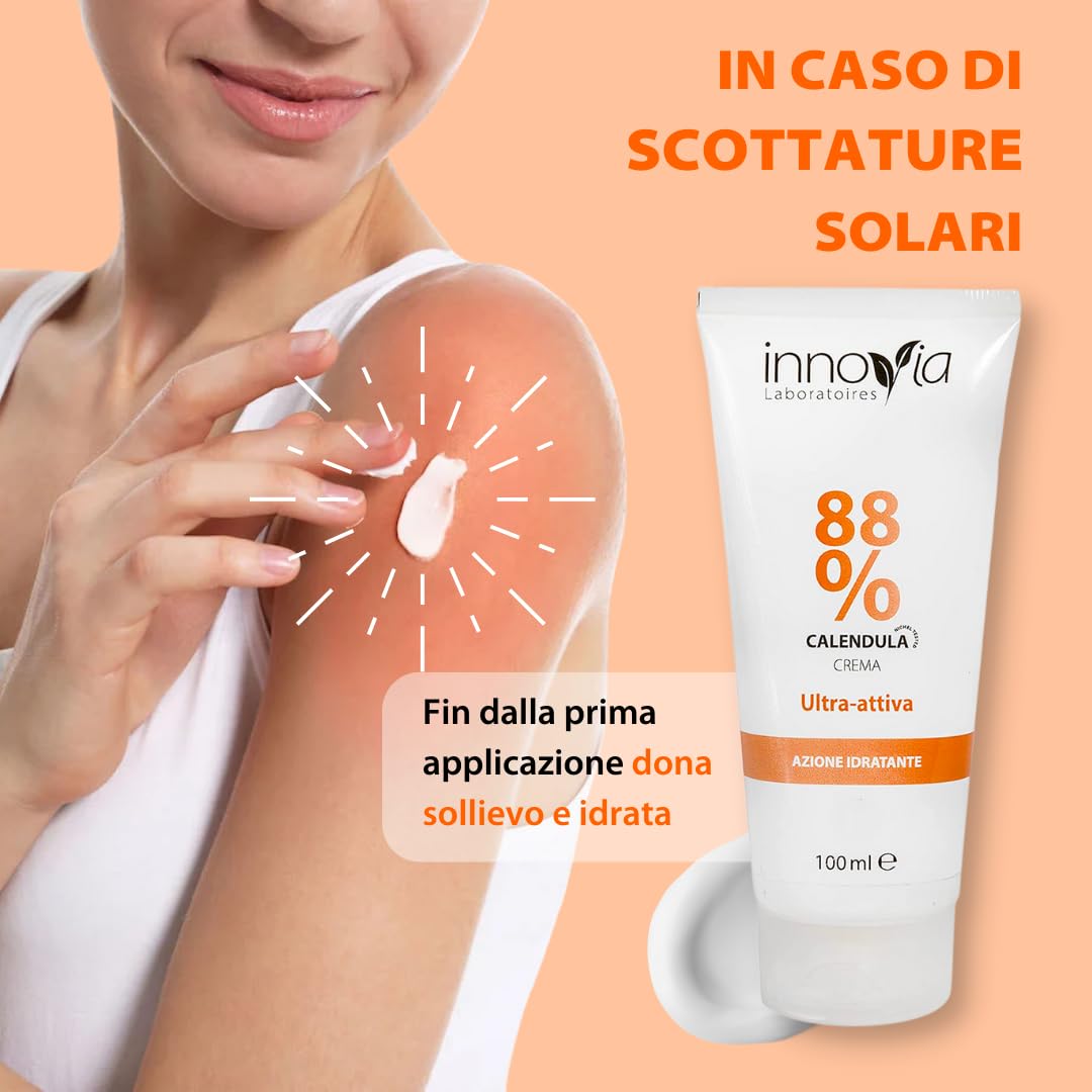 Crema alla Calendula 88% 100ml Lenitiva Emolliente per Ustioni Scottature Irritazioni Pelli Sensibili Made in Italy