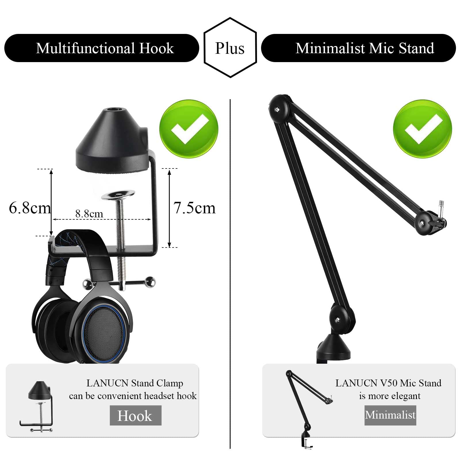 Boom Arm de Segunda Generación Brazo Microfono, Brzo Microfono Stand de Escritorio Mejorado con Abrazadera de Escritorio Antivibración, Mic Arm Largo para psa1 at2020 y Otros Micrófonos